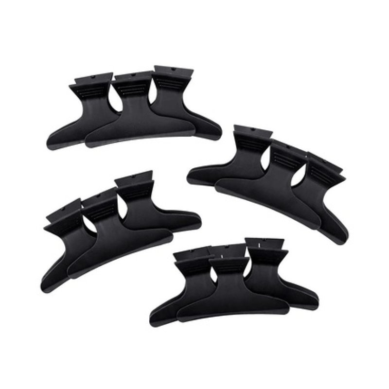 T4B LUSSONI 12 Piece Hair Gripper Clip for Hair Salons Black