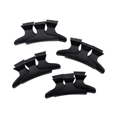 T4B LUSSONI 12 Piece Hair Gripper Clip for Hair Salons Black