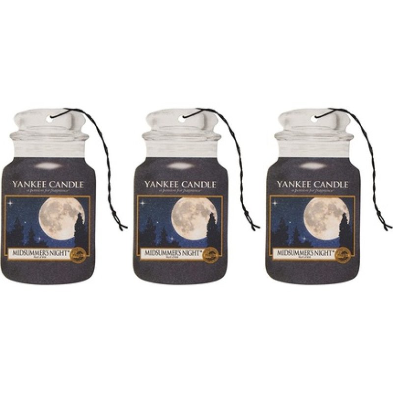 Yankee Candle Car Jar Scented Air Freshener Midsummer's Night 3 Count Car Jar Bonus Dark Brown