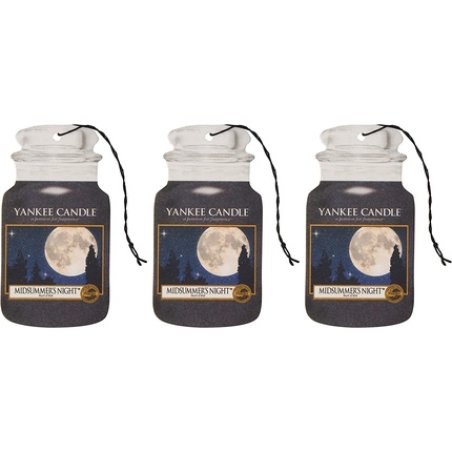 Yankee Candle Car Jar Scented Air Freshener Midsummer's Night 3 Count Car Jar Bonus Dark Brown
