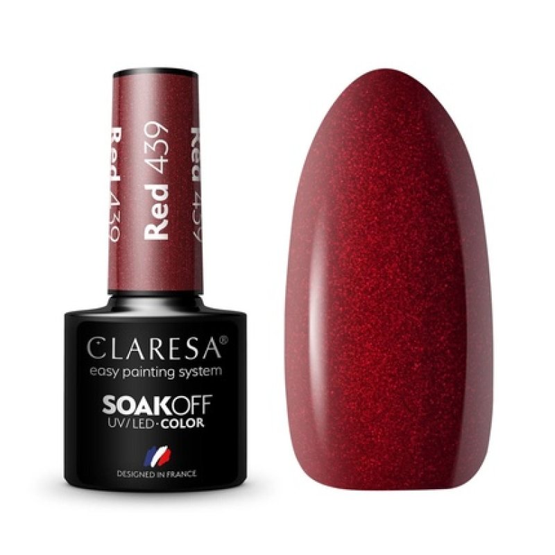 Claresa UV LED Nail Polish Collection Hybrid Manicure Soak Off - Red Color No. 439 5ml