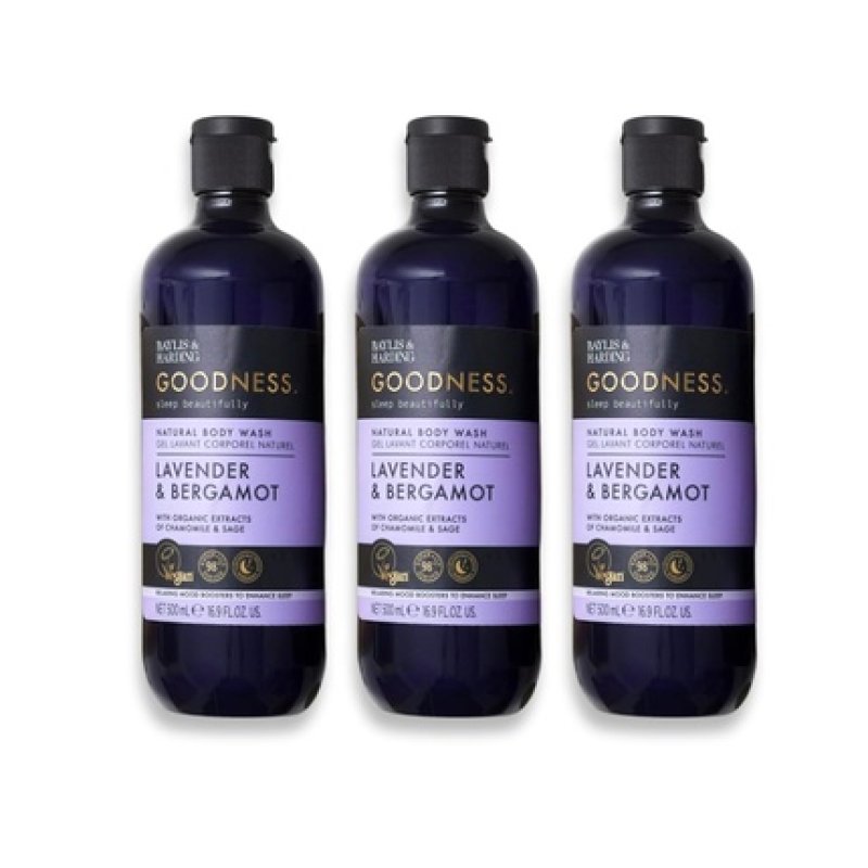 Baylis & Harding Goodness Body Wash Lavender & Bergamot Luxury Bath Wash with Relaxing Mood Boosters to Enhance Sleep