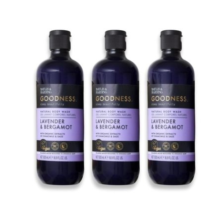 Baylis & Harding Goodness Body Wash Lavender & Bergamot Luxury Bath Wash with Relaxing Mood Boosters to Enhance Sleep