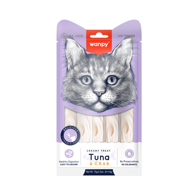 wanpy - Wanpy Cat Creamy Lickable Treat Tuna & Crab 70g (5x14g) - 70g (5x14g)