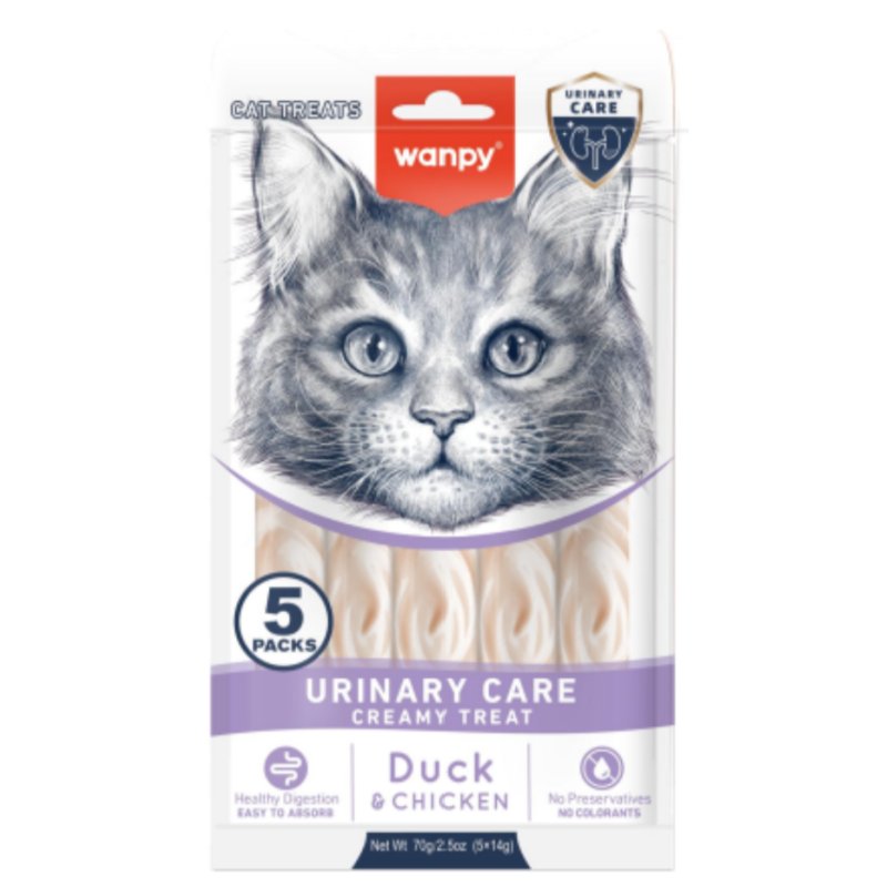 wanpy - Wanpy Cat Functional Creamy Lickable Treat Urinary Care Duck & Chicken 70g (5x14g) - 70g (5x14g)