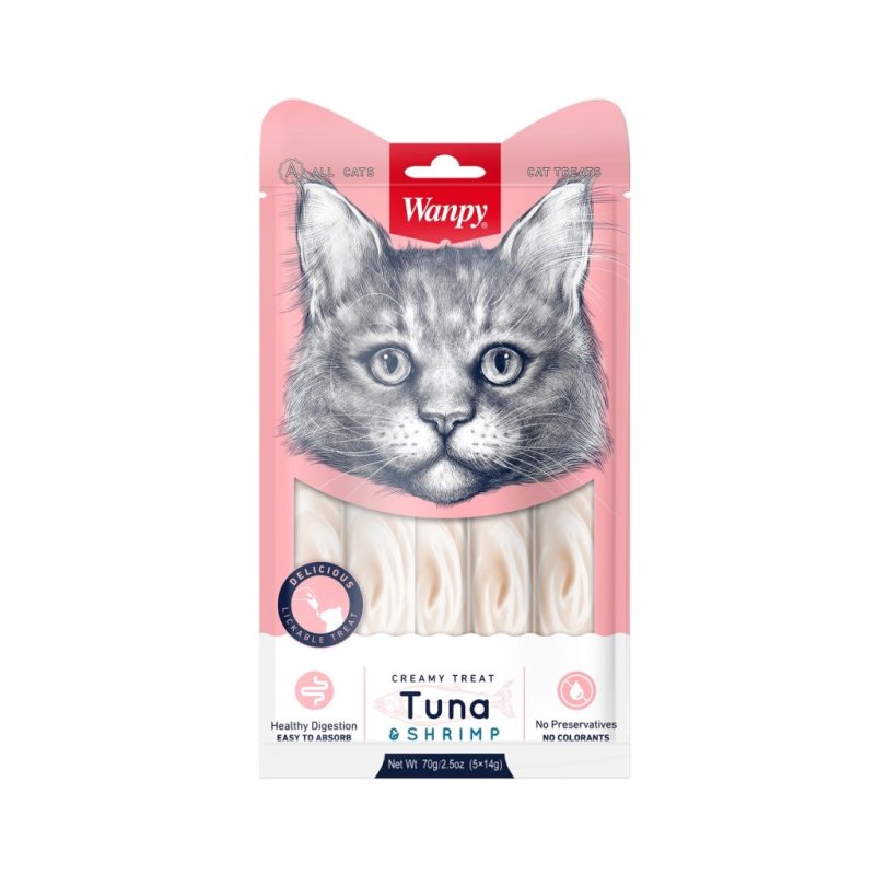 wanpy - Wanpy Cat Creamy Lickable Treat - Tuna & Shrimp 70g (5x14g) - 70g (5x14g)