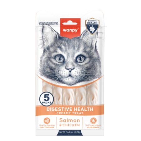 wanpy - Wanpy Cat Functional Creamy Lickable Treat Digestive Health Chicken & Salmon 70g (5x14g) - 70g (5x14g)