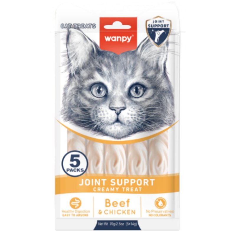 wanpy - Wanpy Cat Functional Creamy Lickable Treat Joint Support Beef & Chicken 70g (5x14g) - 70g (5x14g)