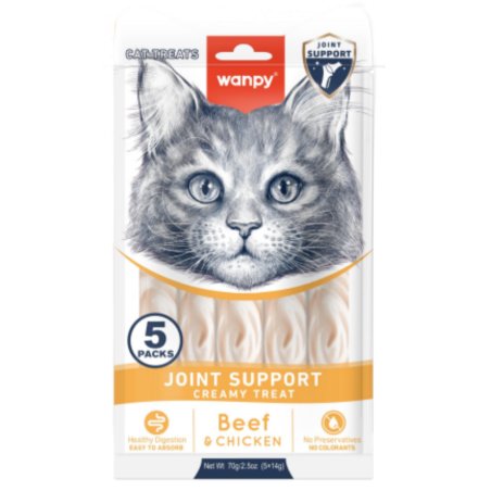wanpy - Wanpy Cat Functional Creamy Lickable Treat Joint Support Beef & Chicken 70g (5x14g) - 70g (5x14g)