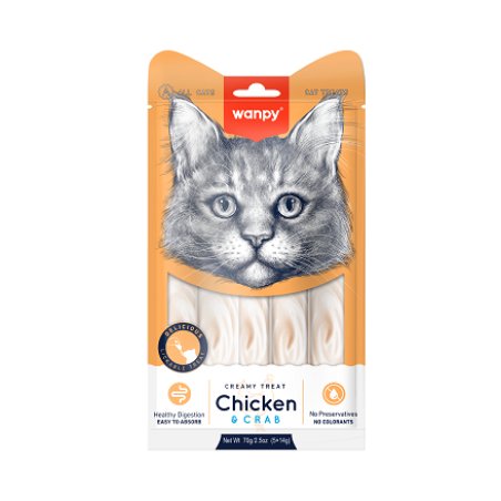 wanpy - Wanpy Cat Creamy Lickable Treat Chicken & Crab 70g (5x14g) - 70g (5x14g)