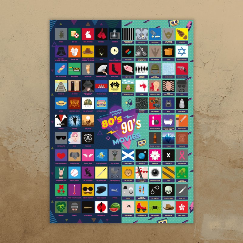 Mad Monkey - Scratch Poster Top 100 80s & 90s movies