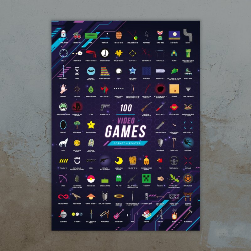 Mad Monkey - Scratch Poster Top 100 Video Games