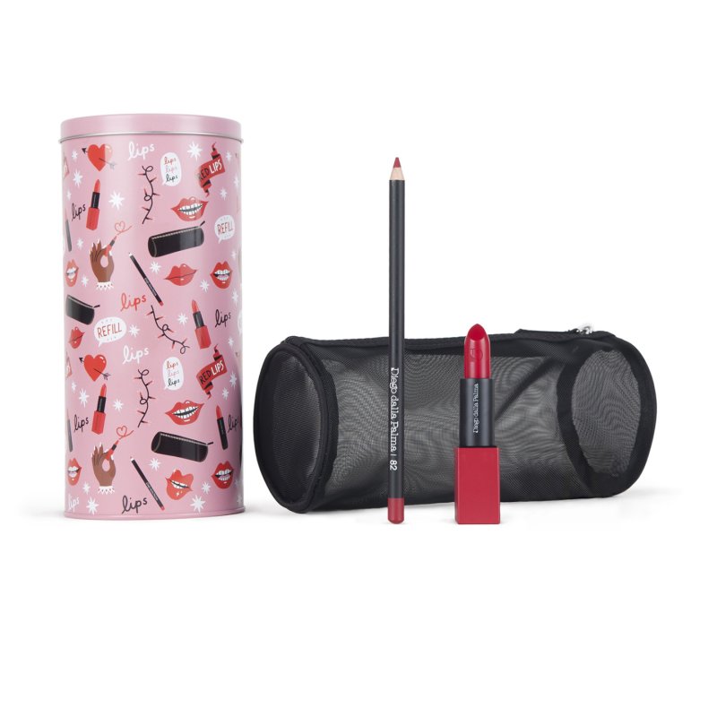 Diego Dalla Palma Gift Box for Women Lipstick Creamy Refill 10 Red Case Lip Pencil 82 with Bag