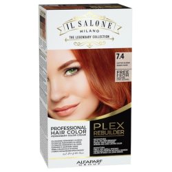 Il Salone Milano Plex Rebuilder Permanent Hair Color Cream 7.4 Copper Blonde Professional Hair Dye Kit