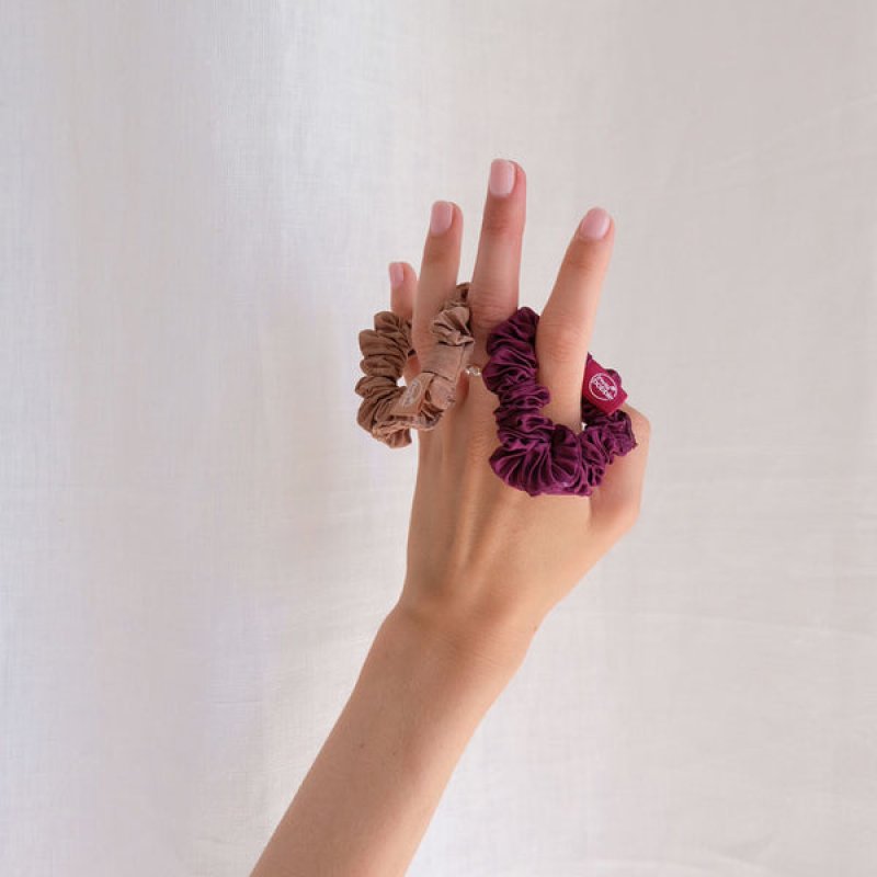 Invisibobble Scrunchie Purple & Bronze Slim The Snuggle is Real Silk Hair Scrunchie with Hairlovetech Maximum Hold