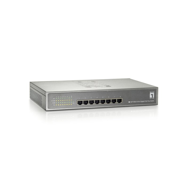 LevelOne GEP-0822 commutateur réseau Gigabit Ethernet (10/100/1000) Connexion Ethernet, supportant l'alimentation via