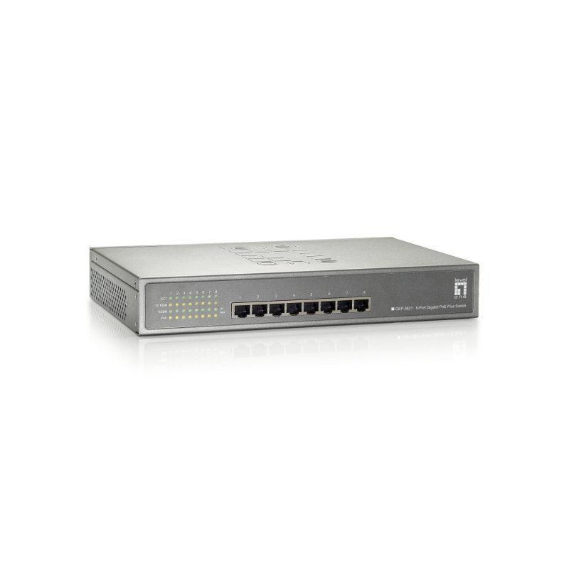 LevelOne 8-Port Gigabit PoE Switch, 802.3at/af PoE, 123.2W