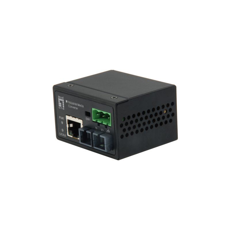 LevelOne RJ45 to SC Fast Ethernet Industrial Media Converter, Multi-Mode Fiber, 2km, -40°C to 75°C