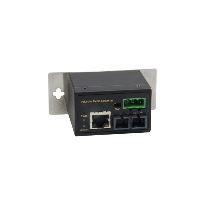 LevelOne RJ45 to SC Fast Ethernet Industrial Media Converter, Multi-Mode Fiber, 2km, -40°C to 75°C