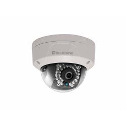 LevelOne GEMINI Fixed Dome IP Network Camera, 5-Megapixel, 802.3af PoE, IR LEDs, Indoor/Outdoor, two-way audio,