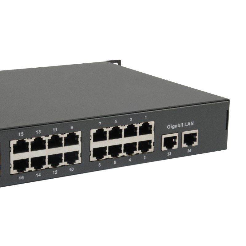 LevelOne 34-Port Fast Ethernet PoE Switch, 802.3at/af PoE, 32 PoE Outputs, 2 x Gigabit RJ45, 380W