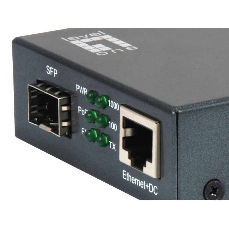LevelOne GVT-2012 convertisseur de support réseau 1000 Mbit/s Noir
