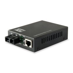 LevelOne RJ45 to SC Gigabit Media Converter, Single-Mode Fiber, 20km