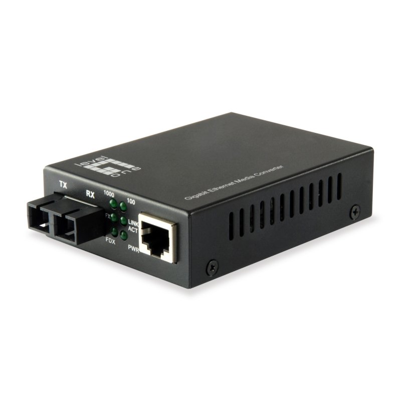 LevelOne RJ45 to SC Gigabit Media Converter, Single-Mode Fiber, 20km