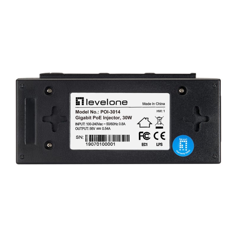 LevelOne POI-3014 adaptateur et injecteur PoE Fast Ethernet, Gigabit Ethernet 52 V