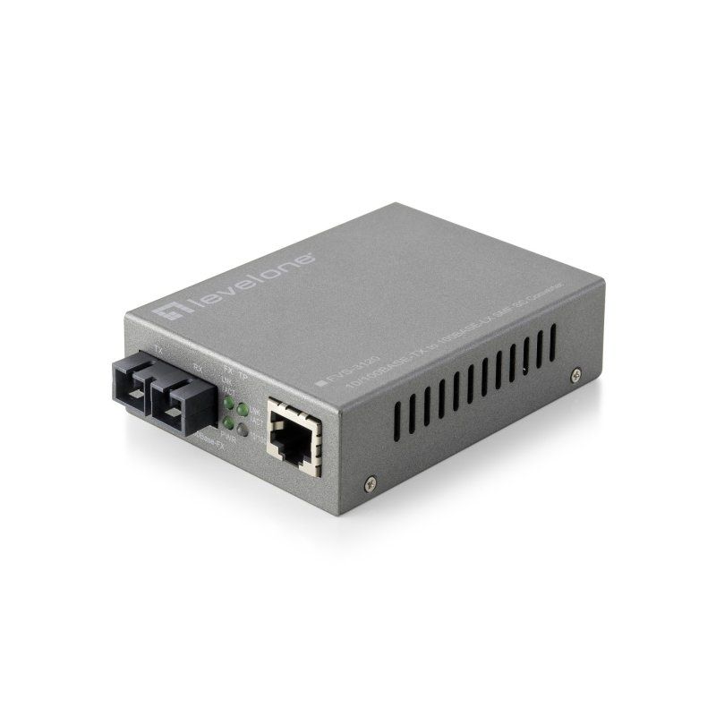LevelOne RJ45 to SC Managed Fast Ethernet Media Converter, Single-Mode Fiber, 20km