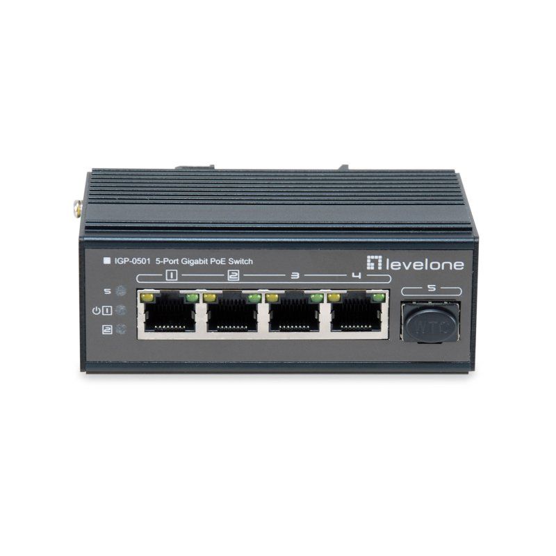 LevelOne 5-Port Gigabit Industrial Switch, DIN-Rail, -30°C to 65°C