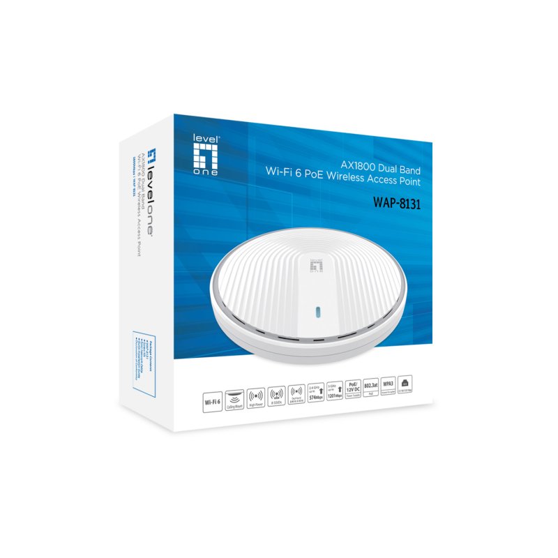 LevelOne WAP-8131 point d'accès réseaux locaux sans fil 1800 Mbit/s Blanc Connexion Ethernet, supportant