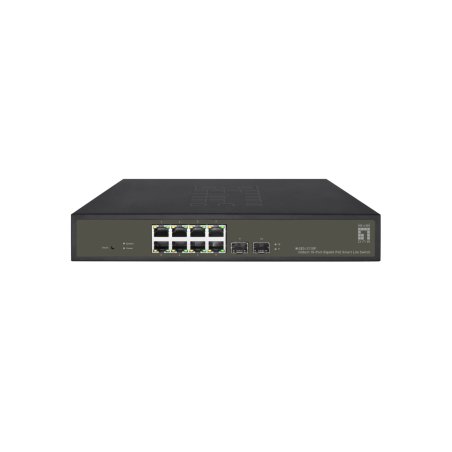 LevelOne Hilbert 10-Port Gigabit PoE Smart Lite Switch, 8 PoE Outputs, 2 x Gigabit SFP, 802.3at/af PoE, 130W PoE Power