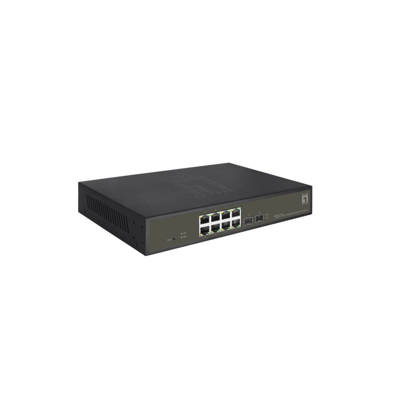 LevelOne Hilbert 10-Port Gigabit PoE Smart Lite Switch, 8 PoE Outputs, 2 x Gigabit SFP, 802.3at/af PoE, 130W PoE Power