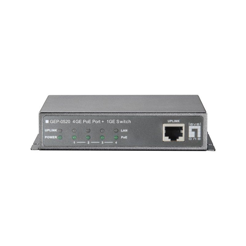LevelOne 5-Port Gigabit PoE Switch, 61.6W, 802.3af PoE, 4 PoE Outputs, power adapter included