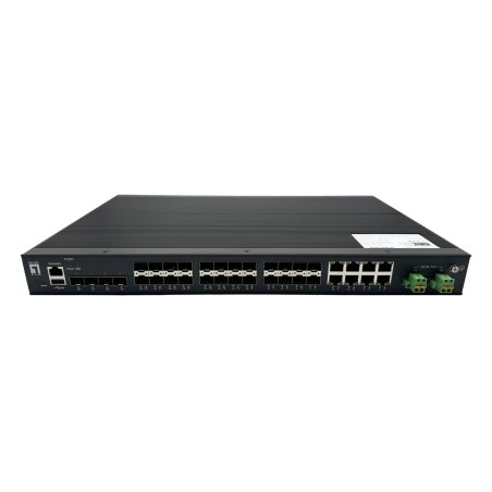 LevelOne 28-Port L2 Plus Managed Gigabit Fiber Industrial Switch, 4x 1.25/2.5GbE SFP, 16x 1.25GbE SFP, 8x Gigabit