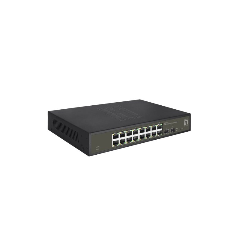 LevelOne Hilbert 18-Port Gigabit Smart Lite Switch, 16 x Gigabit RJ45, 2 x Gigabit SFP