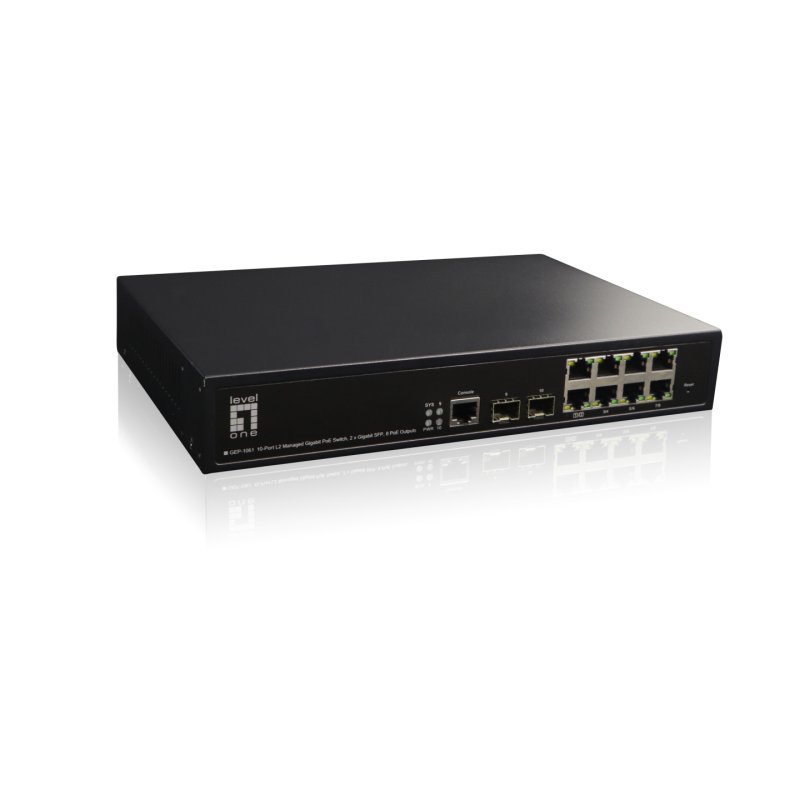 Switch 8x GE GEP-1061 2xGSFP 19" 180W 8xPoE 