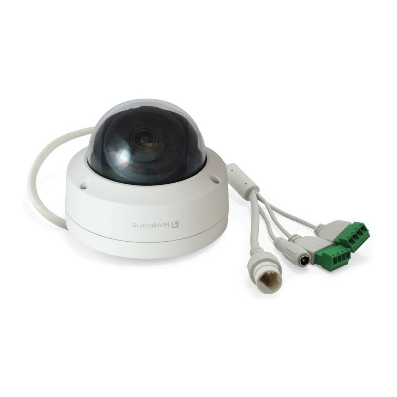 LevelOne GEMINI Fixed Dome IP Network Camera, 4-Megapixel, H.265, 802.3af PoE, IR LEDs, Indoor/Outdoor