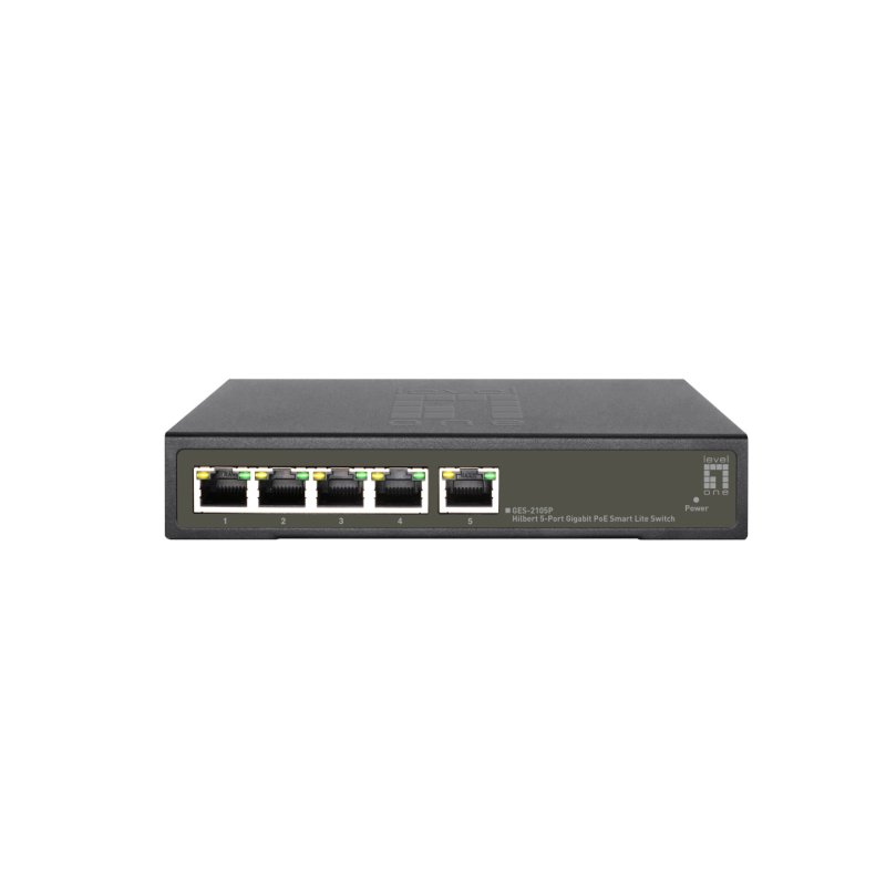 LevelOne Hilbert 5-Port Gigabit PoE Smart Lite Switch, 802.3at/af PoE, 4 PoE Outputs, 60W PoE Power Budget