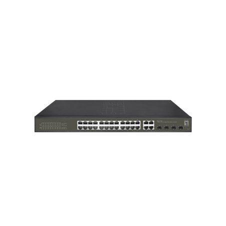 Switch 24x GE GES-2128P 4xGSFP 19" 380W 24xPoE 