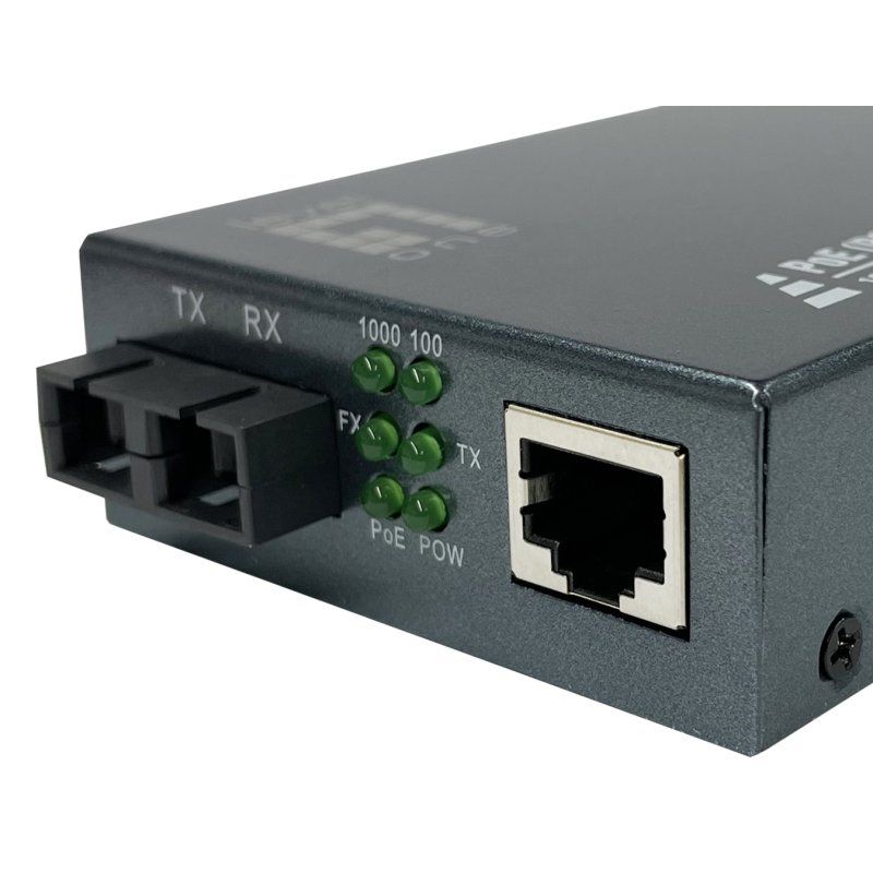 LevelOne RJ45 to SC Gigabit Media Converter, PoE PSE, Multi-Mode Fiber, 0.5km