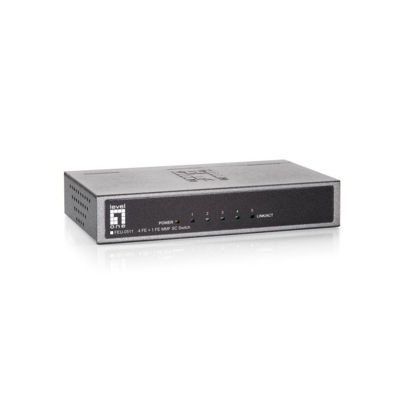 LevelOne 5-Port Fast Ethernet Switch, 1 x SC Multi-Mode Fiber