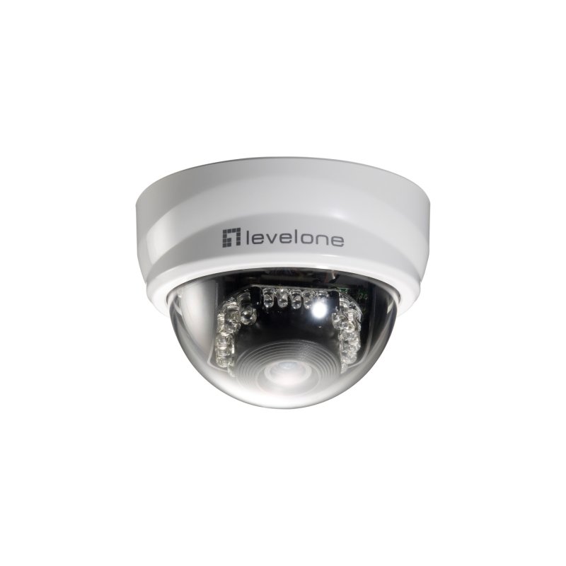 LevelOne Fixed Dome IP Network Camera, 2-Megapixel, 802.3af PoE, IR LEDs