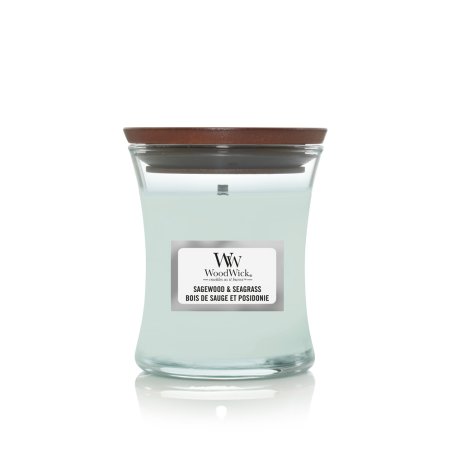 WoodWick Sagewood & Seagrass Mini Jar bougie en cire Rond Couleur aqua 1 pièce(s)