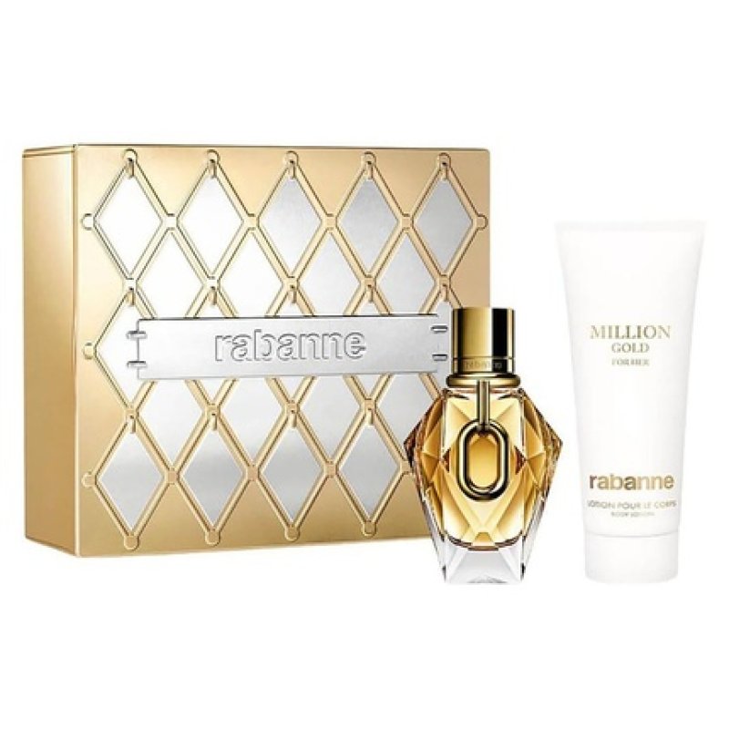 Paco Rabanne Million Gold For Her Eau De Parfum 50ml & Body Lotion 100ml
