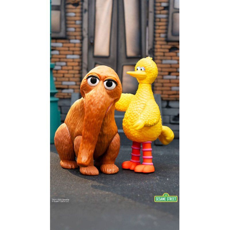 1, Rue Sésame pack 2 figurines ReAction Big Bird and Mr. Snuffleupagus 10 cm