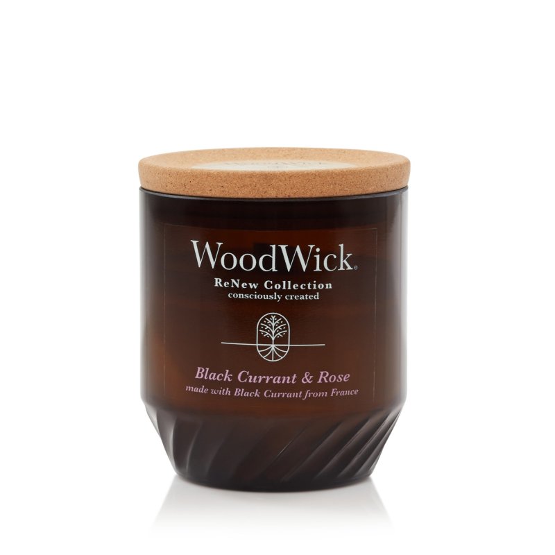 WoodWick Renew Scented Candle with Crackling Wick Black Currant & Rose Medium Candle Plant Based Soy Coconut Wax Blend