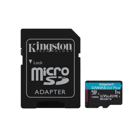 Kingston Technology 1TB microSDXC Canvas Go Plus Gen4 200MB/s A2 U3 V30 Card Adapter