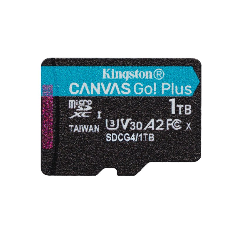 Kingston Technology Carte microSDXC Canvas Go Plus Gen4 200 Mo/s A2 U3 V30 1 To adaptateur